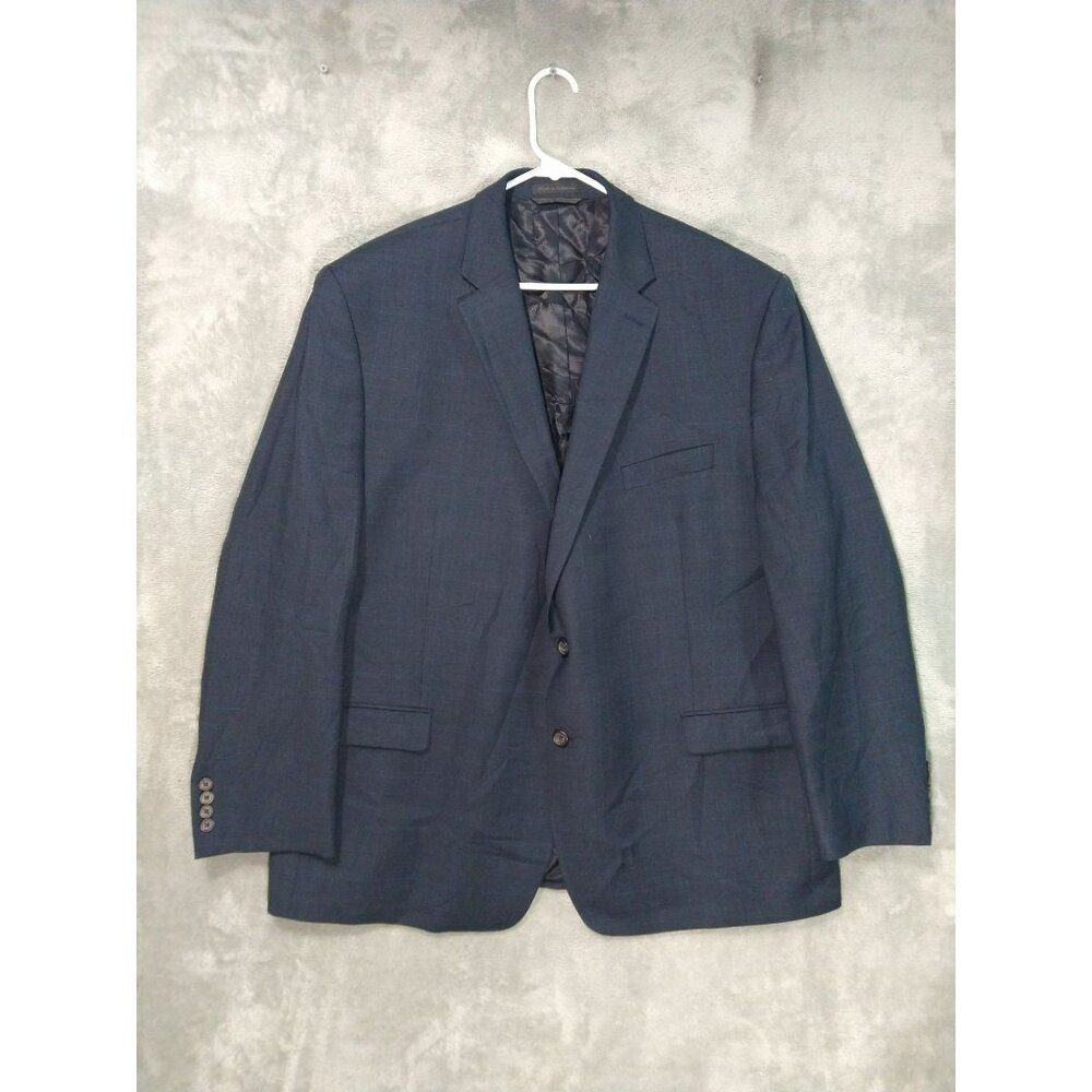 Ralph Lauren Blazer Mens 50R Charcoal Gray Windowpane Two Button Wool Sport Coat